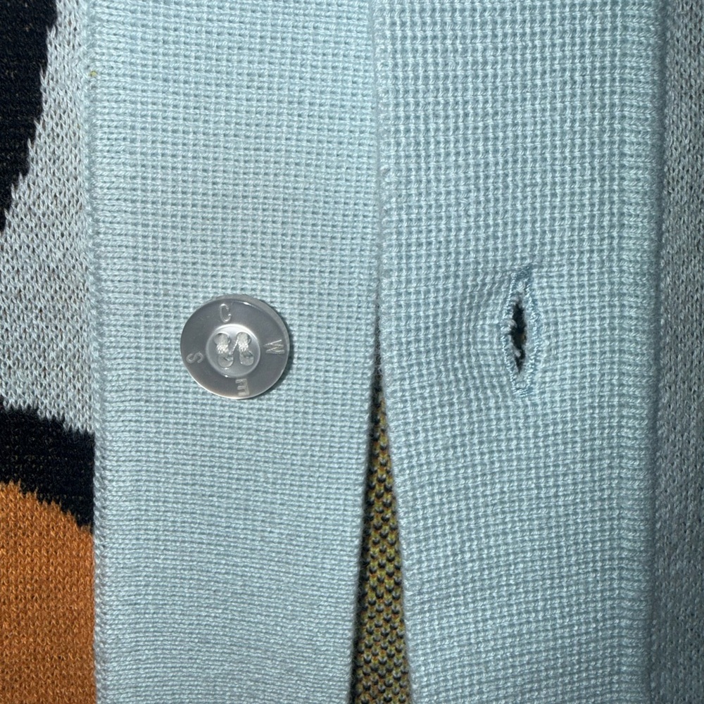 WESC Light Blue Floral Polo Cardigan - Orange Daisy Print - Picture 2 of 5